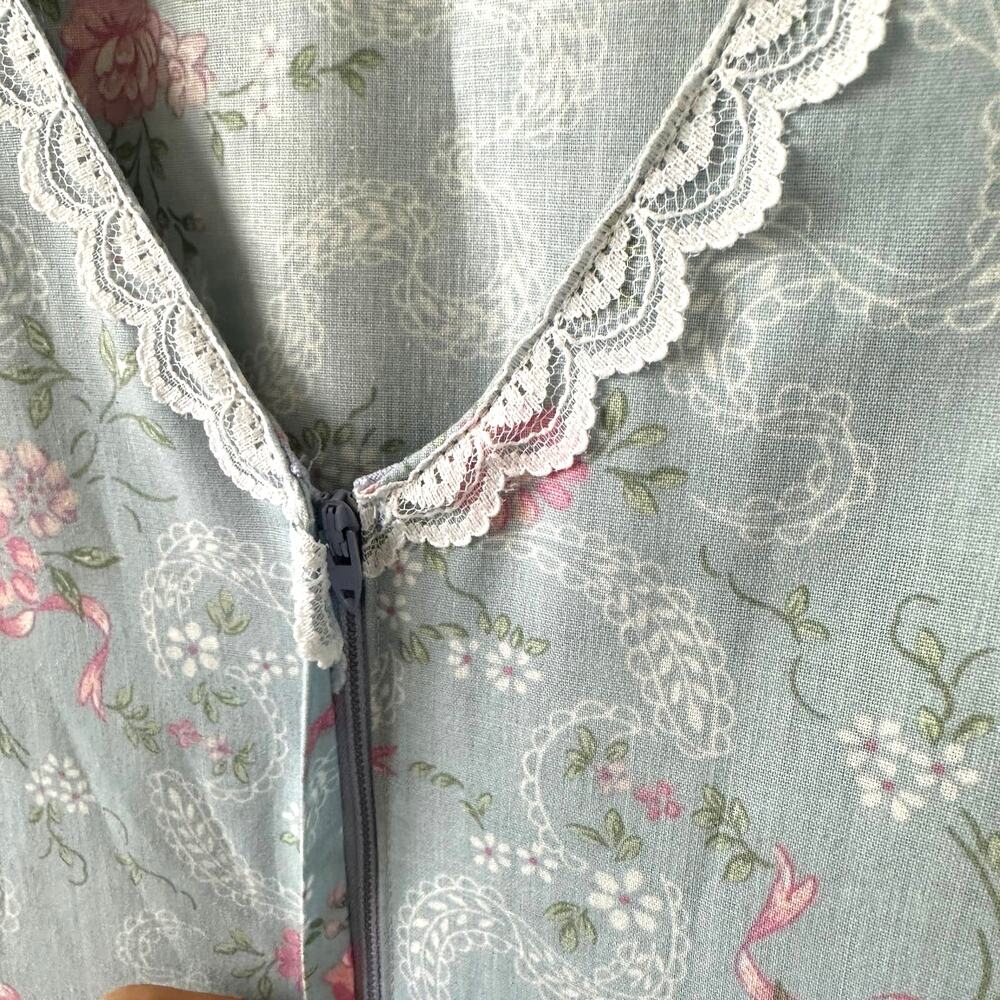 Vintage 80s Gunne Sax by Jessica McClintock Floral Lace Bow Midi Dress Size 9/10 - Picture 7 of 11